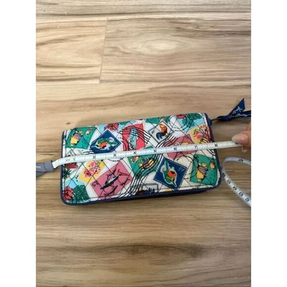 Vera Bradley Womens Multicolor Cuban Stamps Quilted Grab and Go Wristlet Wallet - Picture 5 of 7
